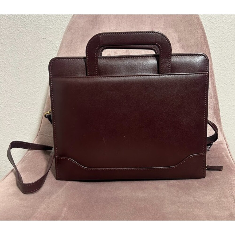 Franklin Covey Leather Briefcase Bag in Dark Brown
